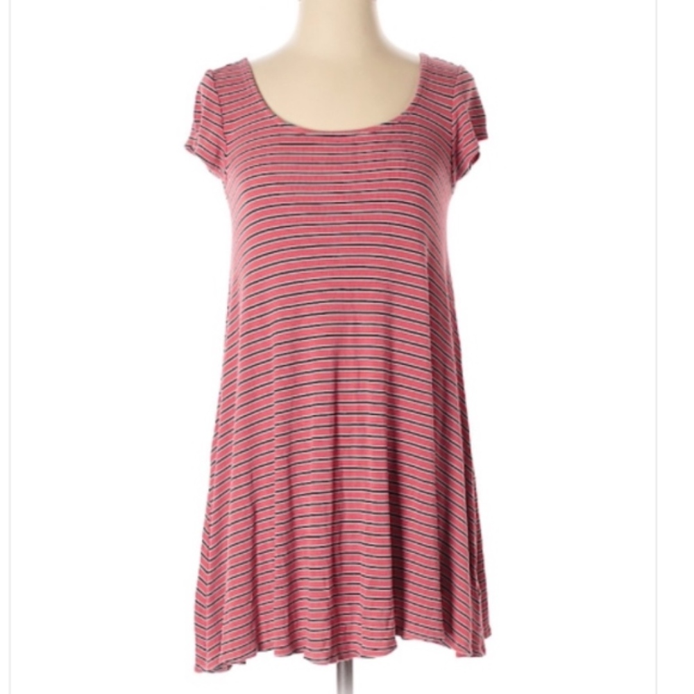 AE Outfitters striped mini Dress open back rib shirt look size M - Picture 2 of 8